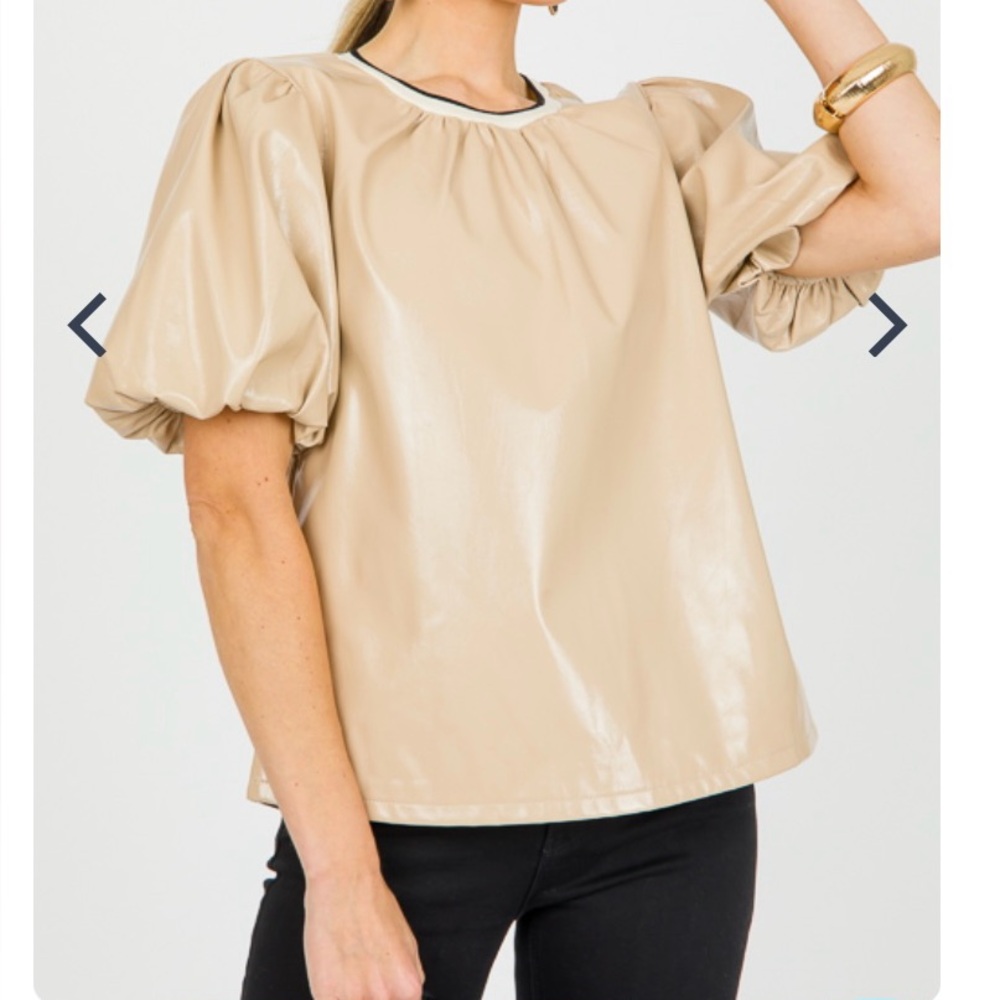 THML Beige Puff Sleeve Blouse